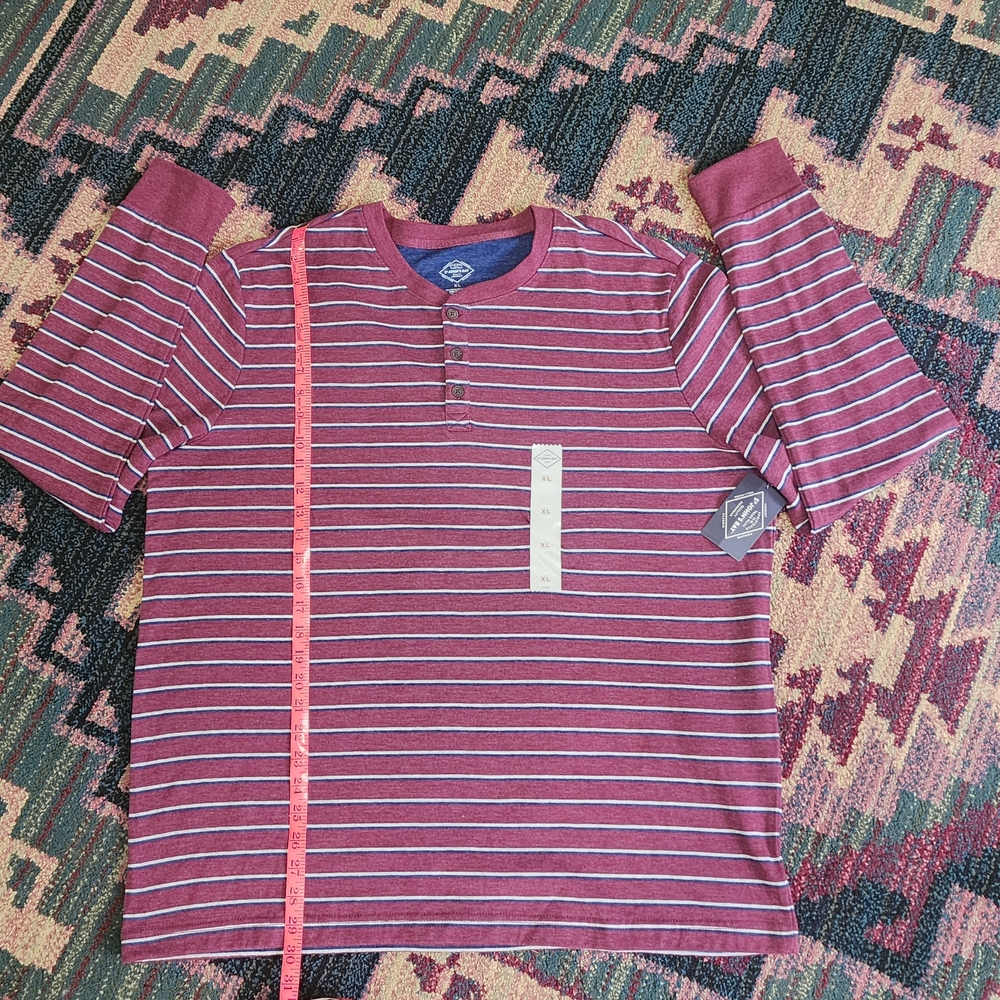 St. John's Bay Burgundy and Blue Henley Shirt
